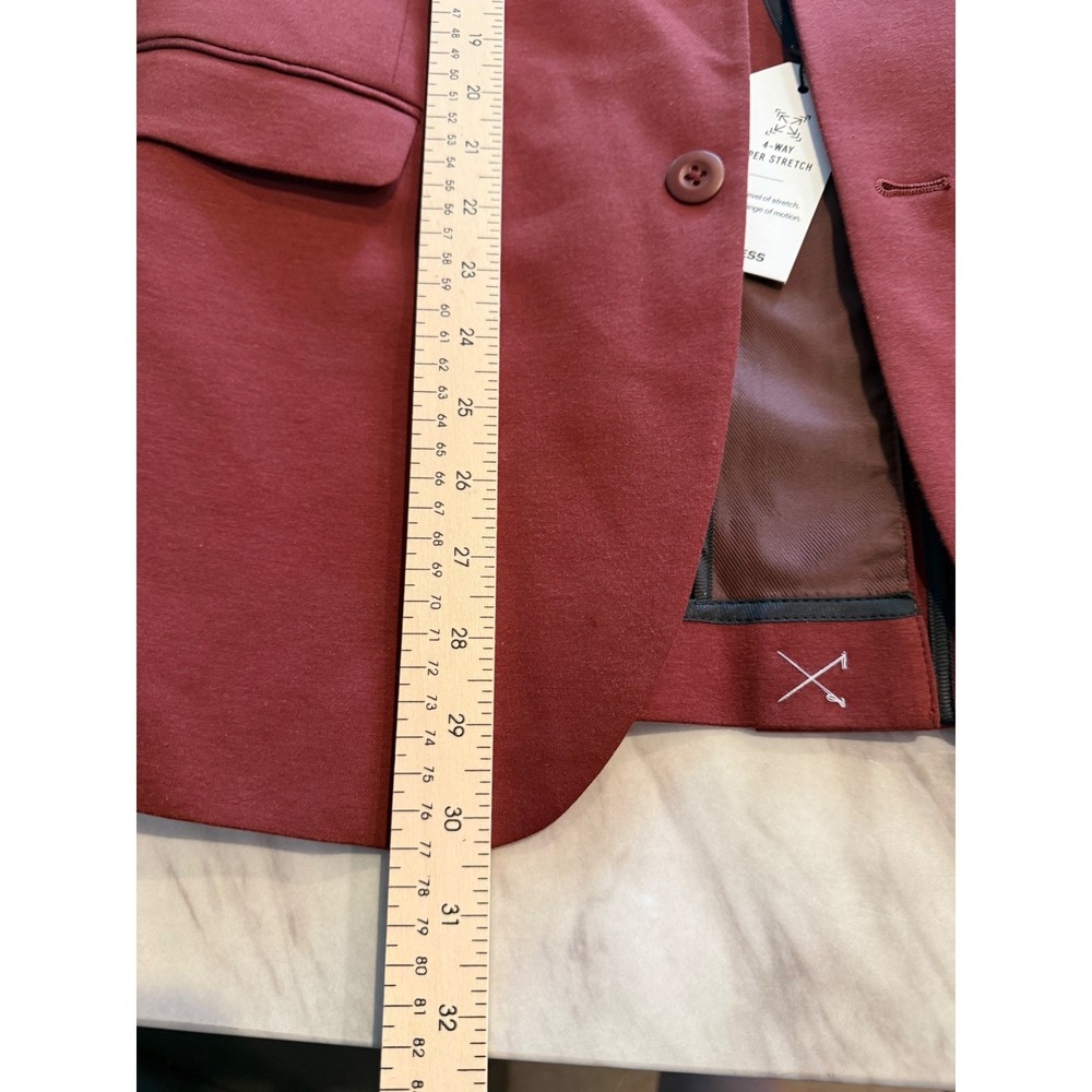 Express Mens 4-Way Hyper Stretch Slim Fit Suit Rust Red 40R Jacket 33x30 Pants - Picture 8 of 12